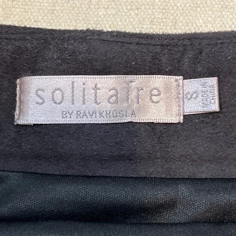 SOLITAIRE BY RAVI KHOSLA‎ Black Faux Suede Laser Cut Maxi Skirt Size S